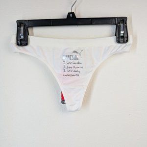 Puma White Size M White Thong w/ Text